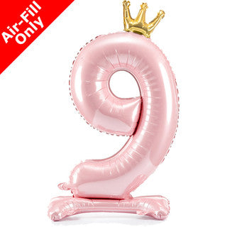 Airfilled Stand-up 25'' Foil Number Balloon Pink Crown