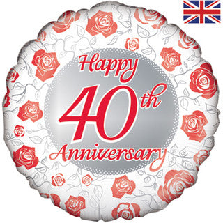 Happy 40th Anniversary 18" Foil Balloon