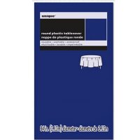 Navy Blue Plastic Round Tablecloth