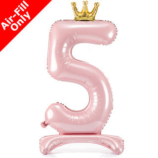 Airfilled Stand-up 25'' Foil Number Balloon Pink Crown