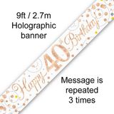 Happy 40th Birthday Rose Gold Sparkling Fizz Banner