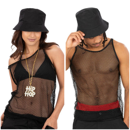 90's String Vest Black Costume