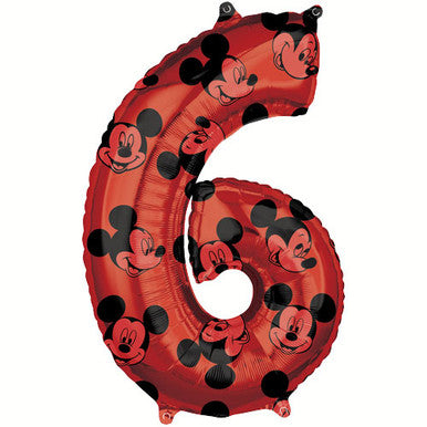 Giant Foil Mickey Mouse Number Balloon - 6
