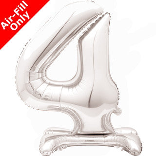 Airfilled Stand-up 25'' Foil Number Balloon Silver