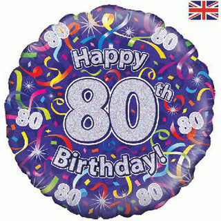 Age 80 Glitter/ Purple 18" Foil Balloon