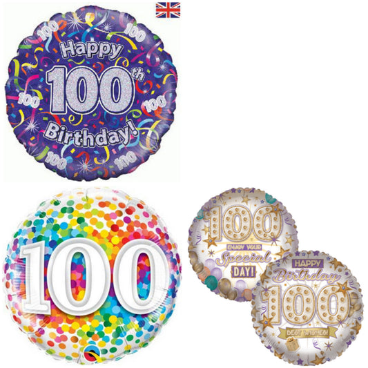 Age 100 Purple/ Coloured 18" Foil Balloon