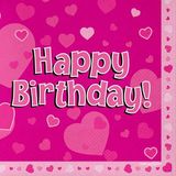 Happy Birthday Pink Napkins 16pkt