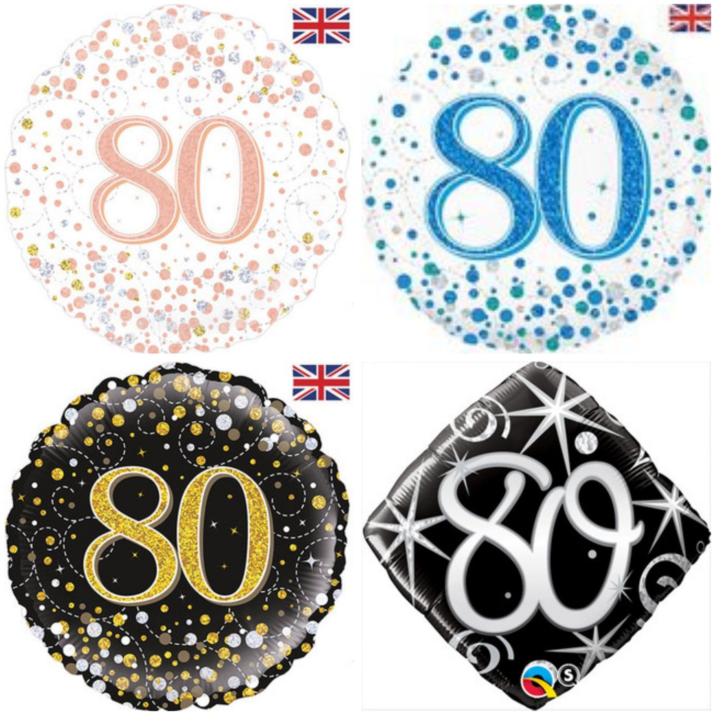 Age 80 Sparkling Fizz/ Diamond 18" Foil Balloon