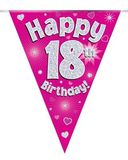 Happy 18th Birthday Pink Holographic Bunting