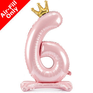 Airfilled Stand-up 25'' Foil Number Balloon Pink Crown