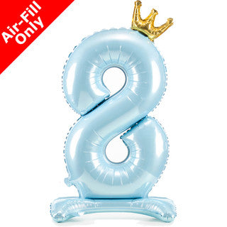 Airfilled Stand-up 25'' Foil Number Balloon Blue Crown