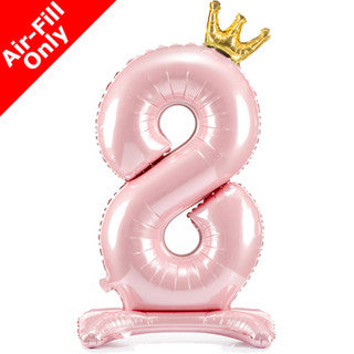 Airfilled Stand-up 25'' Foil Number Balloon Pink Crown