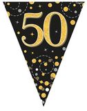 Happy 50th Birthday Black and Gold Sparkling Fizz Bunting