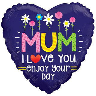 Mum I Love You Heart 18" Foil Balloon