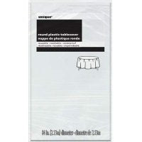 White Plastic Round Tablecloth