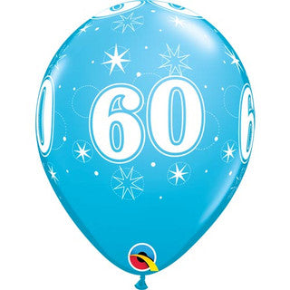 Age 60 Latex Balloon Sparkle Stars - 25 Pack (Available in Singles)