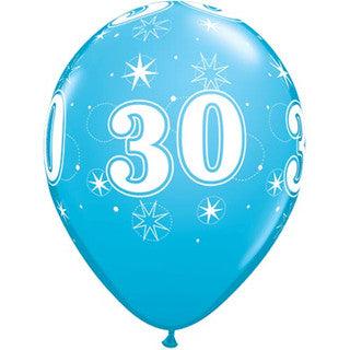 Age 30 Latex Balloon Sparkle Stars - 25 Pack (Available in Singles)