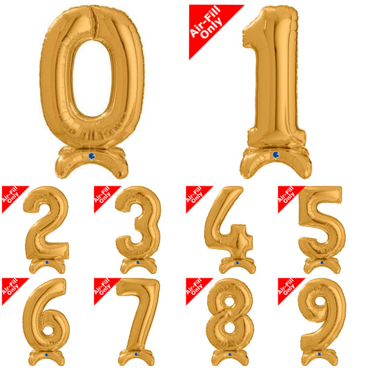 Airfilled Stand-up 25'' Foil Number Balloon Gold