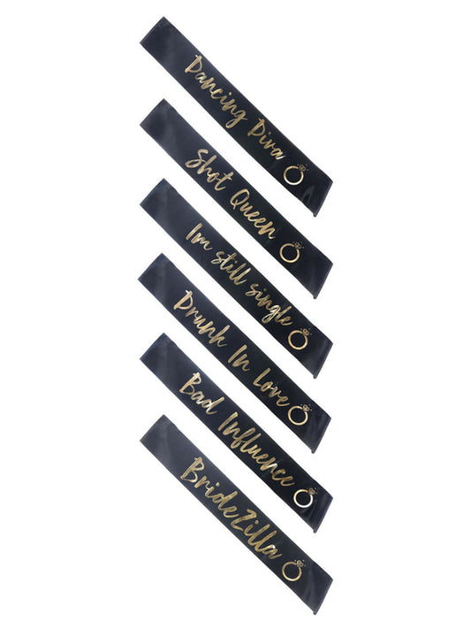 Hen Party Funny Sashes Pack of 6 Sashes