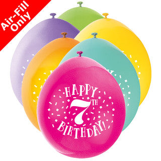 Age 7 Airfilled Only Latex Balloons - 10 Pack