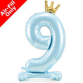 Airfilled Stand-up 25'' Foil Number Balloon Blue Crown