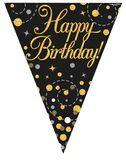 Happy Birthday Black and Gold Sparkling Fizz Bunting