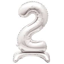 Airfilled Stand-up 25'' Foil Number Balloon Silver