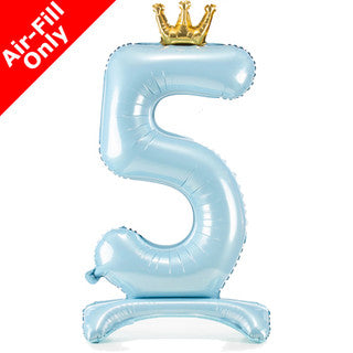 Airfilled Stand-up 25'' Foil Number Balloon Blue Crown