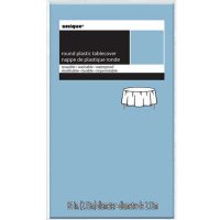 Power Pale Blue Plastic Round Tablecloth