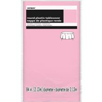 Pale Pink Plastic Round Tablecloth
