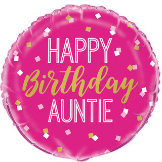 Happy Birthday Auntie Confetti 18" Foil Balloon