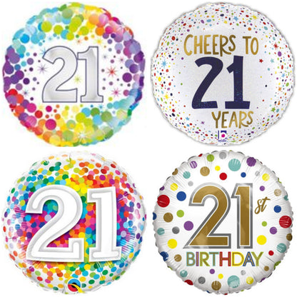 Age 21 Coloured 18" Foil Balloon