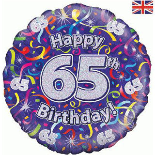 Age 65 Purple/ Coloured 18" Foil Balloon