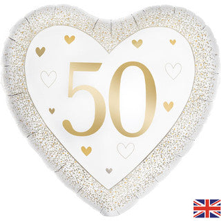 50th Anniversary Gold Hearts 18" Foil Balloon