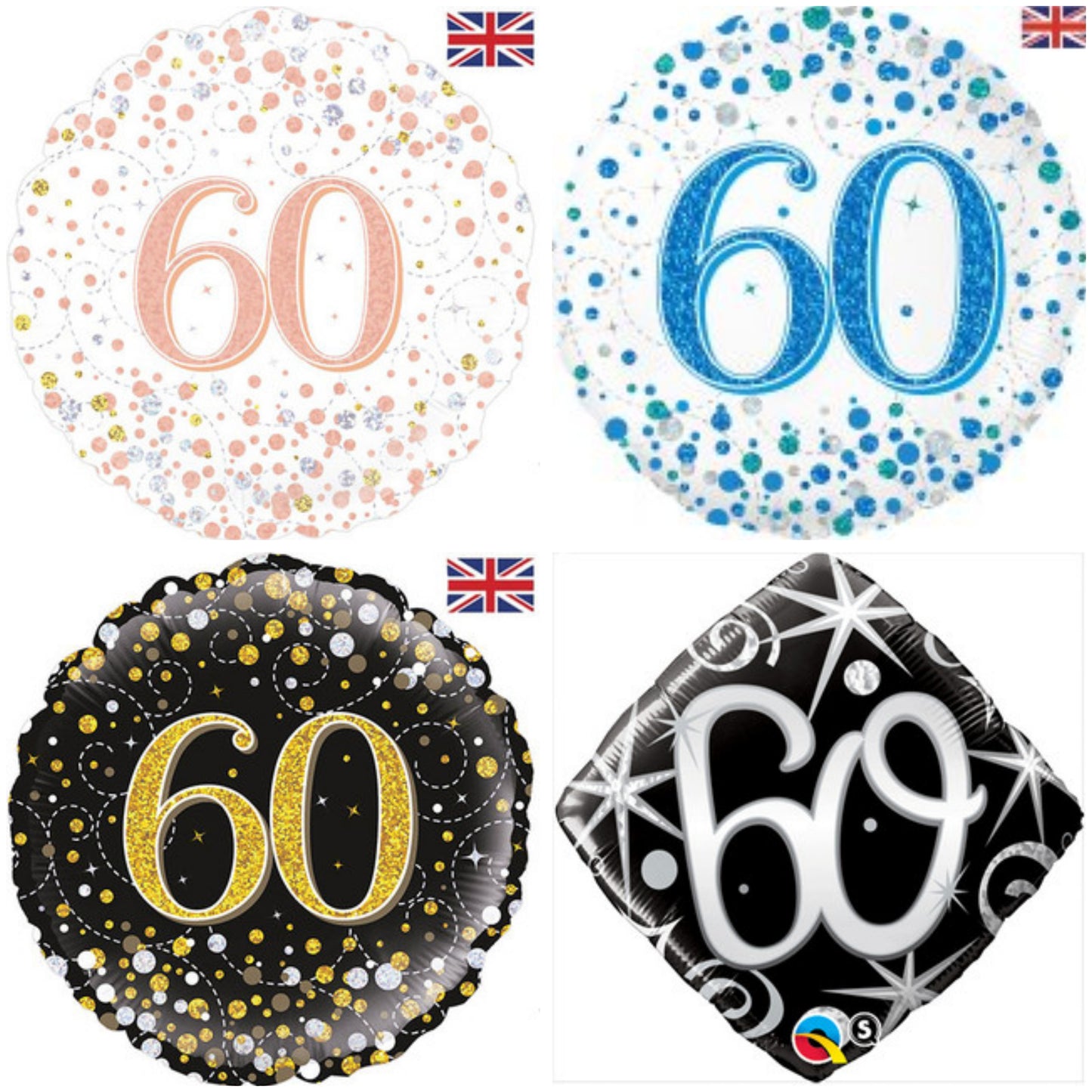 Age 60 Sparkling Fizz/ Diamond 18" Foil Balloon