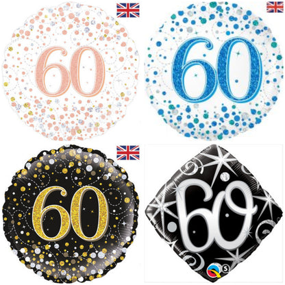 Age 60 Sparkling Fizz/ Diamond 18" Foil Balloon