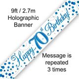 Happy 70th Birthday Blue Sparkling Fizz Banner