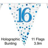 Happy 16th Birthday Blue Sparkling Fizz Bunting