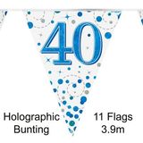 Happy 40th Birthday Blue Sparkling Fizz Bunting