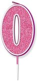 Sparkling Fizz Pink Number 0 Candle