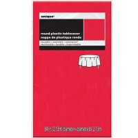 Red Plastic Round Tablecloth