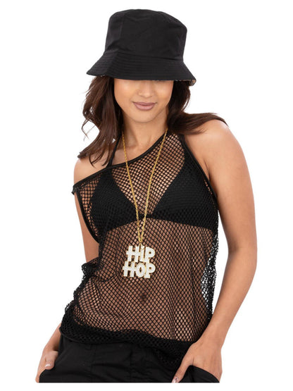 90's String Vest Black Costume