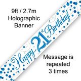 Happy 21st Birthday Blue Sparkling Fizz Banner