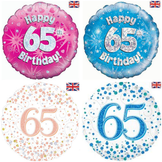 Age 65 Sparkle/ Sparkling Fizz 18" Foil Balloon