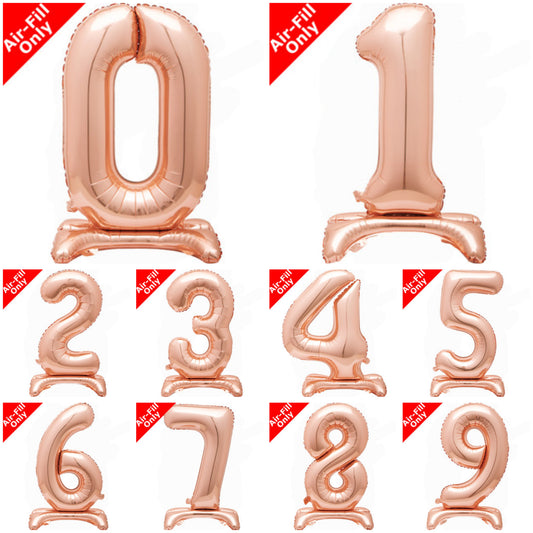 Airfilled Stand-up 25'' Foil Number Balloon Rose Gold