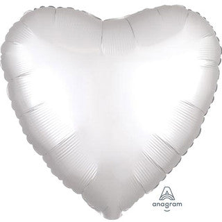 Plain Heart White/ Silver 18" Balloon
