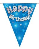 Happy Birthday Blue Holographic Bunting