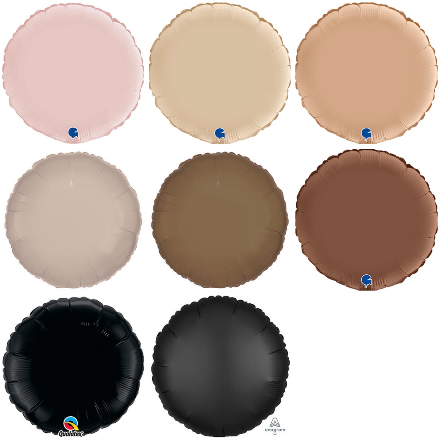 Plain Round Beige/ Brown/ Black 18" Balloon