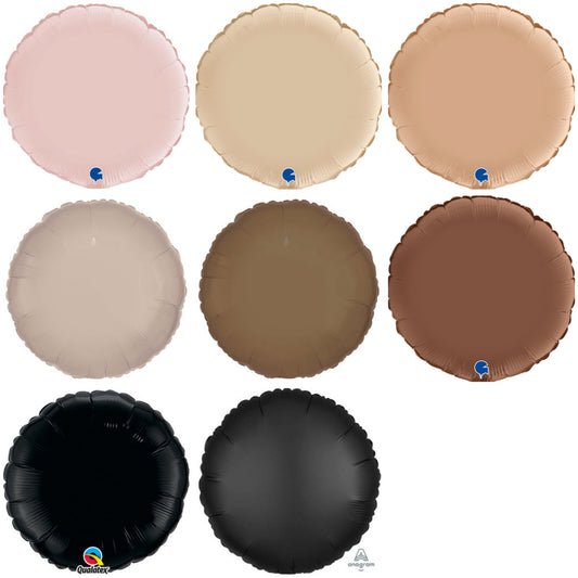 Plain Round Beige/ Brown/ Black 18" Balloon