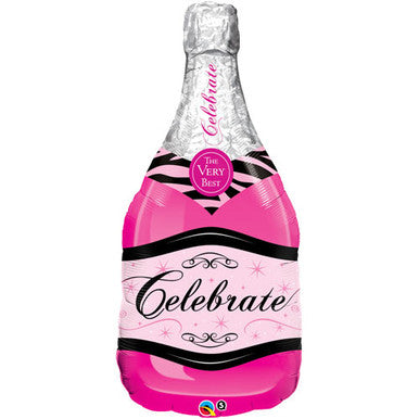Champagne Bottle Pink Supershape Foil Balloon